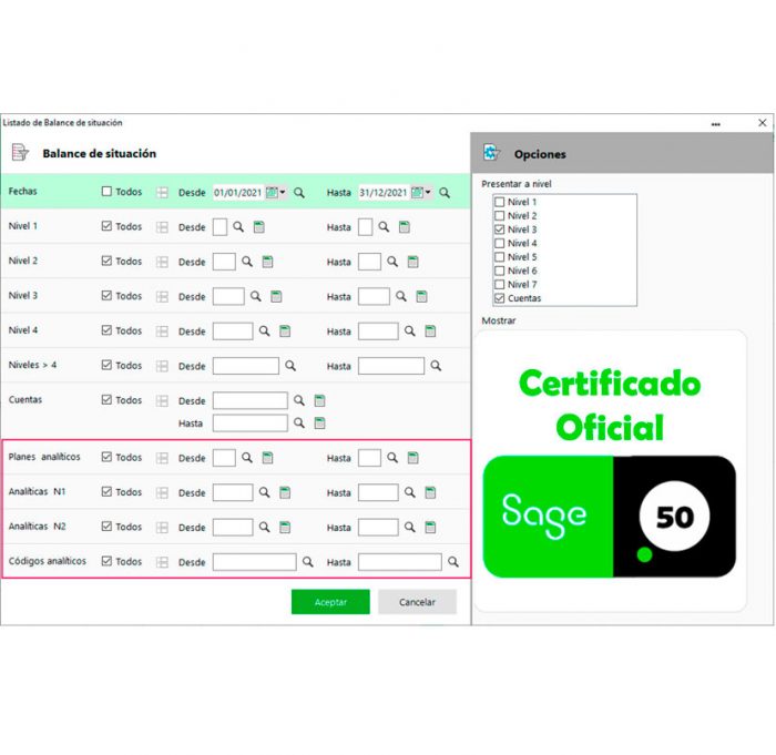 Certificado Oficial SAGE 50 Contabilidad Compras y Ventas